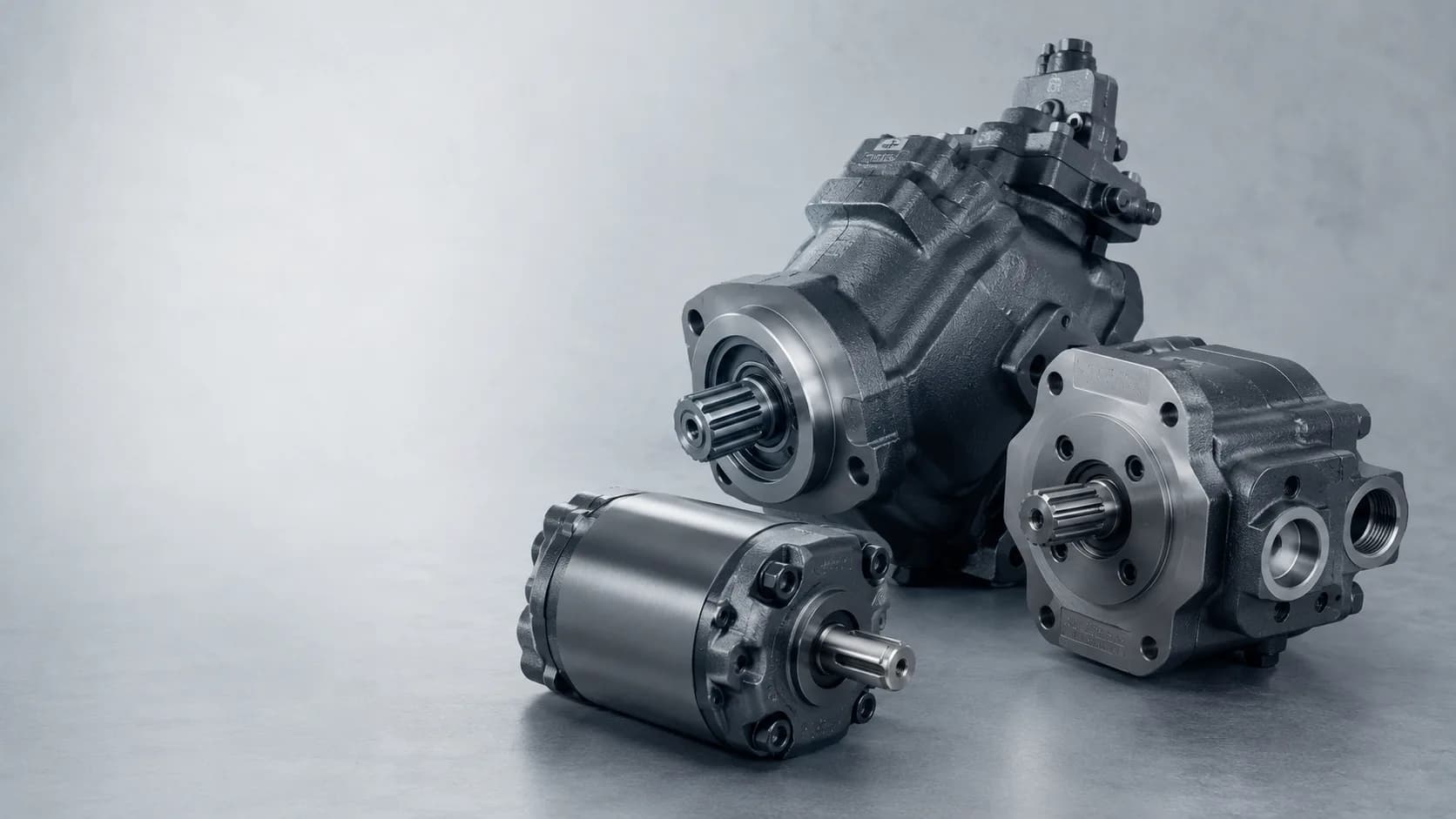 Hydraulic pumps from Yuken, Rexroth, and Vickers